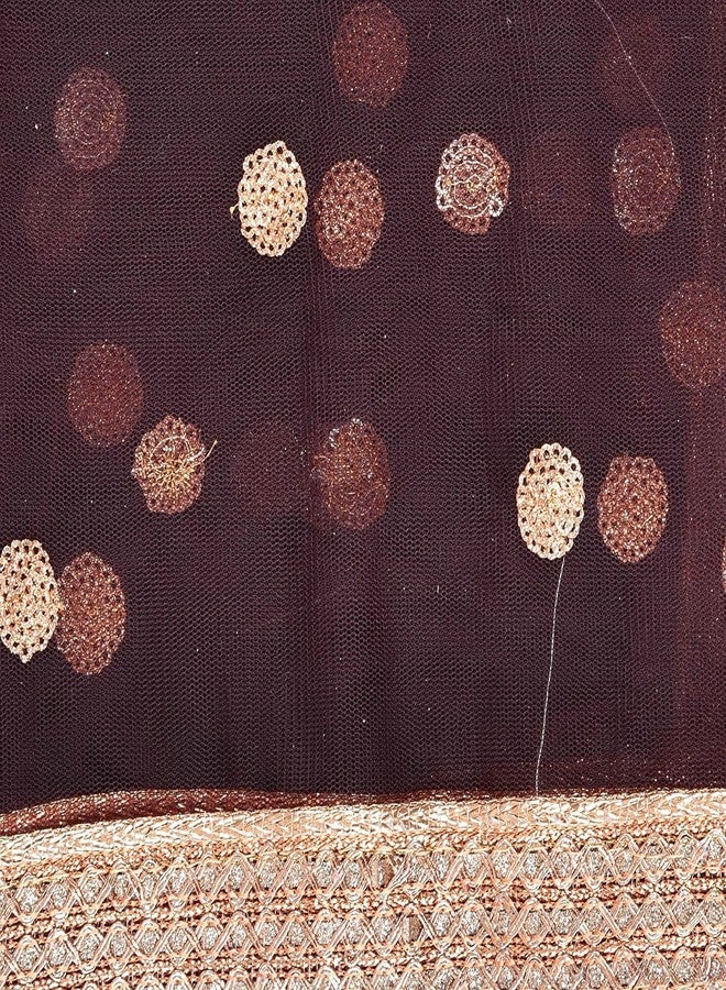 themilestocks TMS Woman's Embellished Net Dupatta Scarf Shawl Wrap Soft Indian Bridal Wedding (Wine) - Image 4